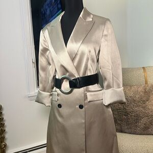H&M Satin Blazer with Black Belt